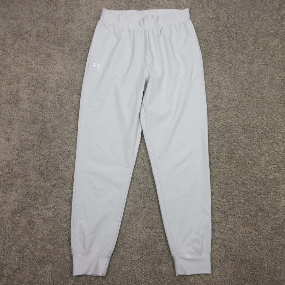 Under Armour Pants Womens Medium Gray UA Rival High Rise Woven Joggers Running